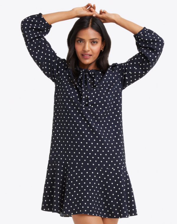 Dress Shift dengan Motif Polkadot
